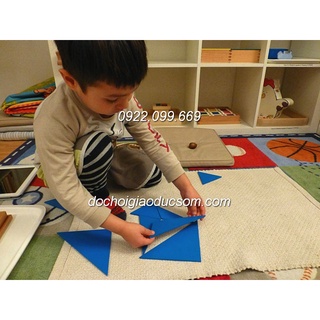 Hộp đựng các hình tam giác vuông màu xanh - Box of Blue Triangles Giáo cụ Montessori