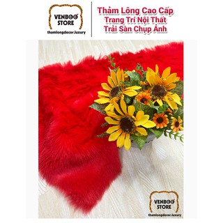 Thảm Lông Chụp Ảnh | Thảm Lông Trải Sàn Decor Phòng Luxury | Decor Bàn Trang Điểm | Đỏ 3cm