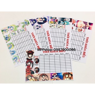Thời khoá biểu anime 3 tấm date alive,onepiece,conan,miku,naruto