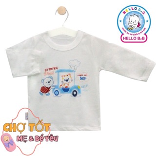 [CAO CẤP][6-30KG] ÁO TAY DÀI TRẮNG CHO BÉ HELLO B&amp;B (thun cotton 100%)