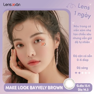 KÍNH ÁP TRÒNG 1 NGÀY MAKE LOOK BASIC BAYVELY BROWN CỦA LENS ME: Lens 1 day nâu viền xám tự nhiên | Lens Xoắn