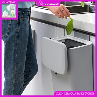 Thùng rác treo tủ bếp có nắp đậy thông minh, treo tường dán tường, trượt cửa bếp cơ động