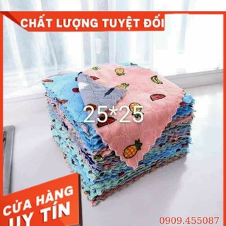Khăn lau đa năng khăn lau bếp chén dĩa ly cốc siêu thấm nước siêu mềm mịn hai mặt 25 * 25 cm