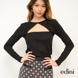 Áo Kiểu Nữ Cổ Cách Điệu Màu Đen EDINI - A1211