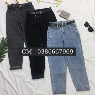 Quần baggy jeans chất liệu vải bò trơn - Quần jean nữ trơn dáng baggy ôm chân - CM Shop