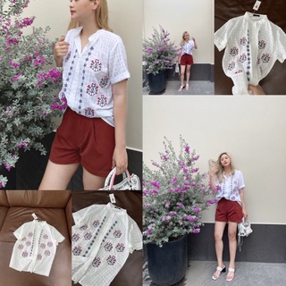 ✅Freeship✅Áo thêu cổ trụ. Hình thật shop chụp