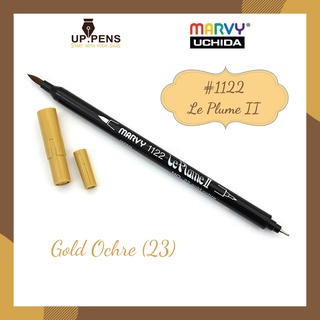 Bút lông đầu cọ viết calligraphy Marvy Le Plume II Double-Sided Watercolor Marker - Màu vàng đậm (Gold Ochre - 23)