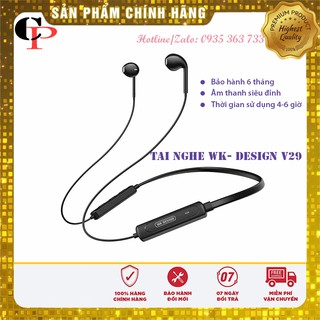 Tai Nghe Bluetooth, Tai nghe không dây WK-Design V29 có mic Cao cấp, âm thanh sống động, pin trâu, thiết kế choàng cổ