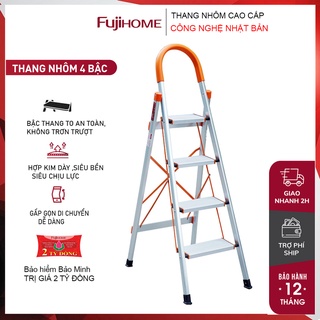 Thang nhôm ghế 4 bậc gấp gọn bản to nhập khẩu FUJIHOME SL-304- Thang chữ A gia đình đa năng rút gọn