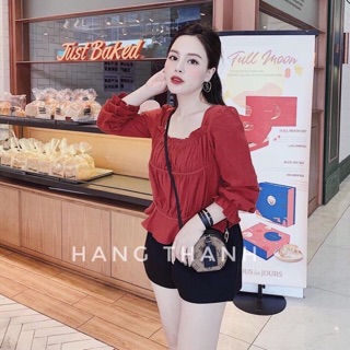 Áo đũi cổ vuông tay dài bèo