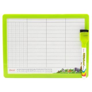 Bảng Bộ 2 Mặt + Lau Bảng + Bút Lông Bảng - Queen BS-01 - Viền Xanh Chuối