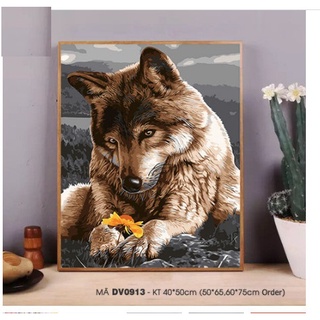 Tranh sơn dầu số hóa rẻ,đẹp-tranh tô màu theo số- tranh số hóa, Tặng khăn,khung gỗ 40x50-Moon shop-V4