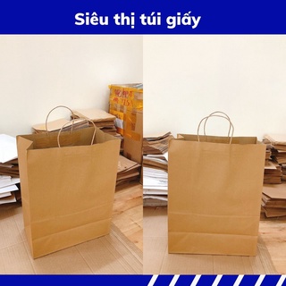 COMBO 10 CHIẾC TÚI GIẤY KRAFT XI MĂNG S6B: 33x17.5x43 cm CÓ QUAI ( ẢNH THẬT SHOP TỰ CHỤP)
