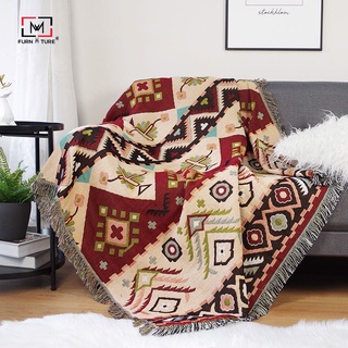 Thảm phủ Sofa họa tiết sọc nâu thổ cẩm Athena