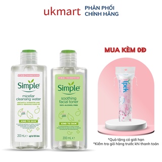 Combo Simple Làm Sạch Nước Tẩy Trang + Nước Hoa Hồng