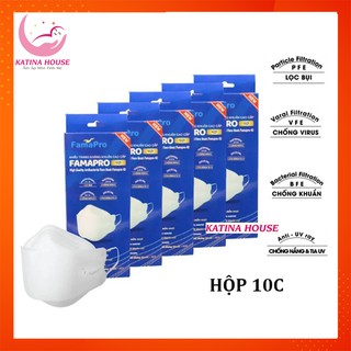 Khẩu trang y tế kháng khuẩn 4D cao cấp Famapro Nam Anh (hộp 10c), lọc bụi giúp bảo vệ gia đình bạn