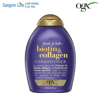 Dầu Xả Dưỡng Dày Tóc OGX Thick &amp; Full + Biotin &amp; Collagen Conditioner 385ml - Tím