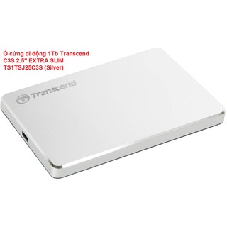 Ổ cứng di động 1Tb Transcend C3S 2.5" EXTRA SLIM TS1TSJ25C3S (Silver)