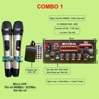 [Mã 155ELSALE giảm 7% đơn 300K] Mạch loa kéo HA8622 ngang kèm micro