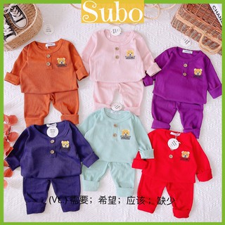 Đồ bộ bé trai bé gái dài tay thu đông chất tôt ong mềm kèm 2 cúc_Quần áo trẻ em tỪ 8- 18 KG