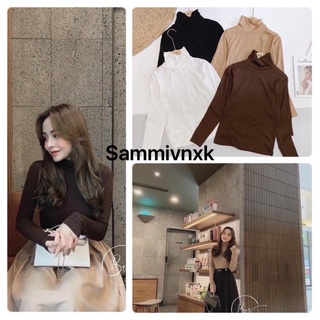 Áo thun cổ lọ dài tay nữ☘️Áo zip cổ cao tay dài nữ☘️{free ship}
