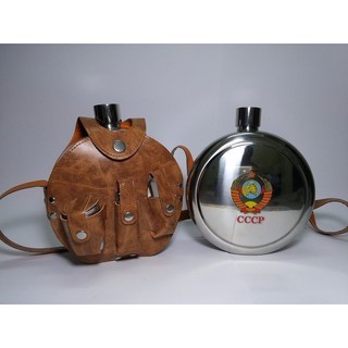 Bình đựng rượu tròn CCCP 1.2L (42oz) inox 304, túi da kèm dụng cụ đa năng tiện ích