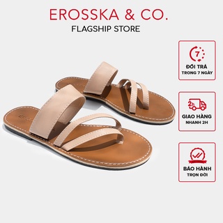 [Mã WABRTL3 -10% đơn 250K]Dép nữ đế bệt sandal đi biển thời trang Erosska màu kem _ DE054