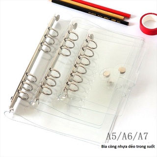 Bìa sổ còng nhựa trong DẺO cúc bấm A4 B5 A5 A6 tặng kèm thước phụ kiện sổ còng Lalunavn - B87