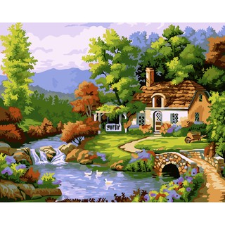 Tranh sơn dầu số hóa rẻ,đẹp-tranh tô màu theo số- tranh số hóa, Tặng khăn,khung gỗ 40x50-Moon shop-N7