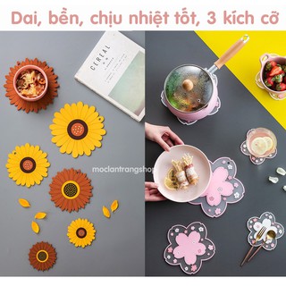 Miếng lót nồi, lót cốc chén bát đĩa chống trượt cao cấp, cách nhiệt tốt, nhiều màu sắc kích cỡ, hình hoa xinh xắn