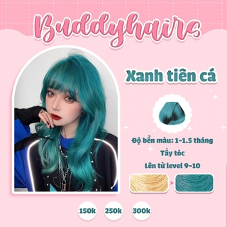 Thuốc nhuộm tóc XANH TIÊN CÁ Buddyhairs tặng kèm găng tay , mũ trùm , trợ nhuộm , 1 tẩy tóc nhỏ 50K