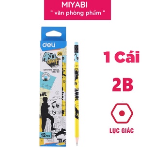 Bút chì gỗ 2B DELI lục giác dùng cho học sinh- Sinh viên-văn phòng -màu Xanh dương/Đỏ/Cam/Xanh lá -1 cái EU53200