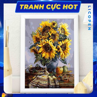 [CÓ SẴN] Tranh Tô Màu Theo Số Licopen - Tranh tĩnh vật hướng dương - MS163