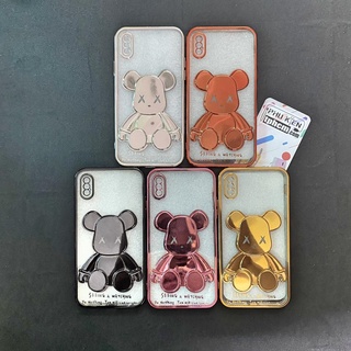 Ốp Lưng iPhone X - Xs Gấu BearBrick Viền Xi Màu