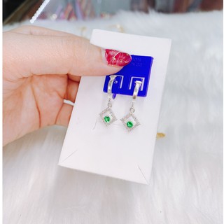 Bông tai bạc cho bé dạng tùng teng hình vuông