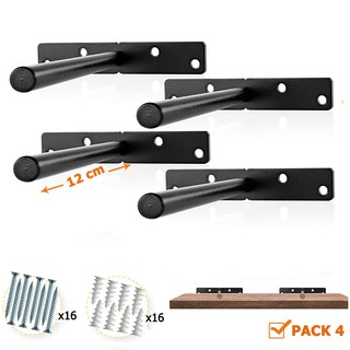 Bộ 4 chốt âm chữ T, pát âm đỡ kệ treo tường bằng thép đặc 12cm kèm phụ kiện vít tắc kê
