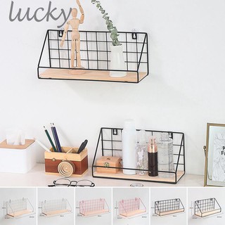 Kệ Sắt Đáy Gỗ Treo Tường Trang Trí Kệ Để Đồ Đa Năng Có Rào Chắn Tặng Đinh 4 Chân