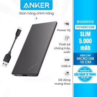 Pin sạc dự phòng ANKER PowerCore Slim 5000 kèm cáp MicroUSB dài 10cm - B1250H12