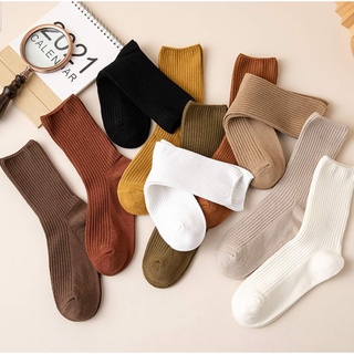 Vớ trơn màu vintage cổ cao gân to