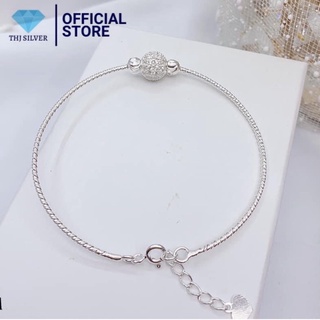 Vòng tay xoắn cầu đá - chuẩn bạc ta bao trắng