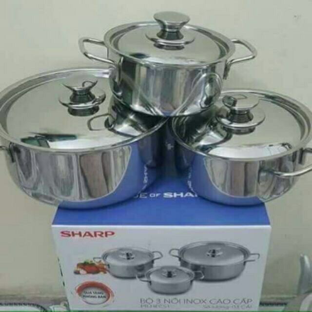 Bộ nồi sharp 3 chiếc dành cho cả bếp từ