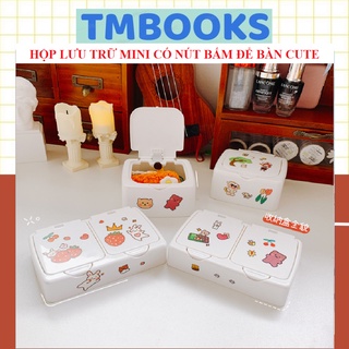 HỘP MINI LƯU TRỮ, CÓ NÚT BẤM, hộp nhựa đựng đồ để bàn kèm miếng dán kẹp đệm cotton dùng phân loại đồ - TMBOOKS