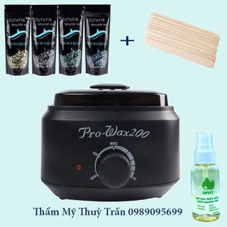 [NT Đủ bộ wax lông tại nhà cao cấp kèm mỡ trăn] Combo nồi nấu sáp wax lông bản Pro wax 200 cao cấp, sáp, mỡ chăn