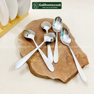 Thìa inox ăn cơm, ăn phở inox 430 BH14 xuất khẩu phong cách Hàn Quốc cao cấp | GaliHomecook Thia BH14