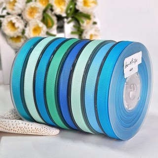Ruy băng gân tông màu xanh 16mm phụ kiện thời trang phụ liệu nơ tóc đồ handmade dây thủ công gói quả trang trí#303-374