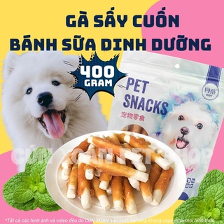 Gà sấy cuộn bánh sữa dinh dưỡng Bidy (400g/túi) Bánh thưởng cho chó