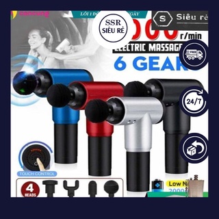 Máy massage cầm tay trị đau mỏi căng cơ Fascial Gun đa chức năng 4 đầu massage mạnh mẽ 6 tốc độ (PD255329)