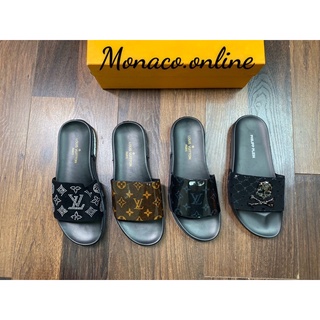 Dép lê LV nam , dép quai ngang da bóng đế cao su non cap cấp- Shop Monaco.online