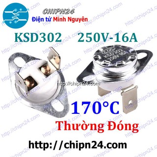 [1 CÁI] Cầu Chì Nhiệt KSD302 Thường Đóng 170 Độ (16A 250VAC) (302TD170)