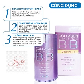 Kem nền trang điểm chống nắng BB Cream Collagen Cellio SPF 40 PA++ Hàn Quốc giúp da trắng sáng chống nhăn chống lão hóa